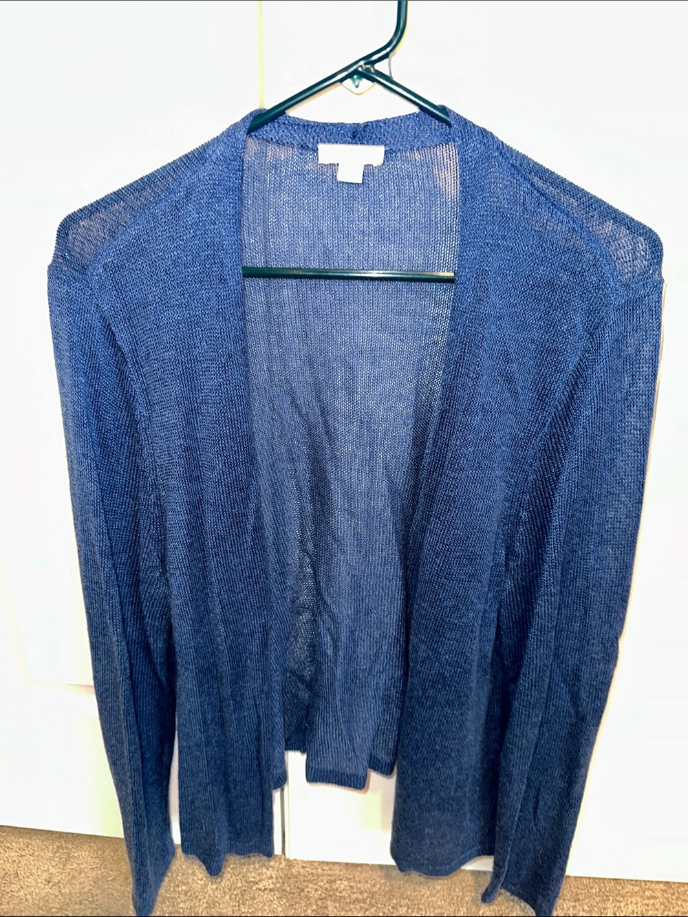 J. Jill Open-Front Lightweight Knit Cardigan in Navy Blue
